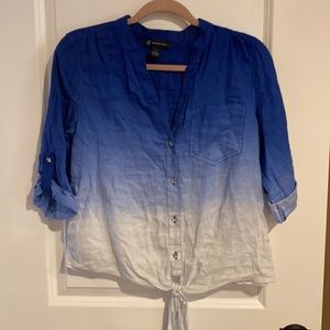 Blue and white ombré blouse